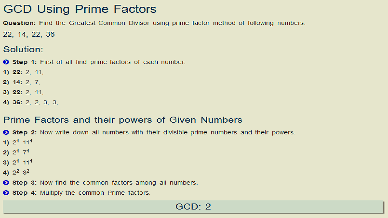gcd using powers method